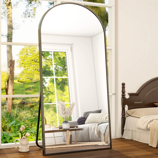 Arched Metal Oversized Full Length Mirrors Wall Mirrors with Stand