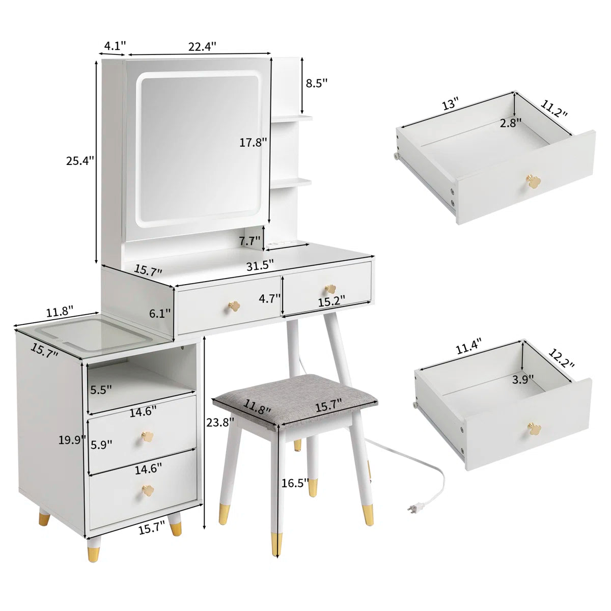Lavada Vanity Table Stool Set